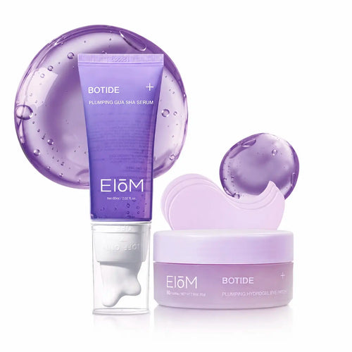 EIOM 2-In-1 Botide Plumping Gua Sha Lifting Serum + Hydrogel Eye Patch Duo Bundle | Instant De-Puffing & Lifting Face Massager, Jawline Sculpting, Plumping, Depuffing Gua Sha, Collagen Peptide Serum and under Eye Patches for Dark Circles & Puffy Eyes