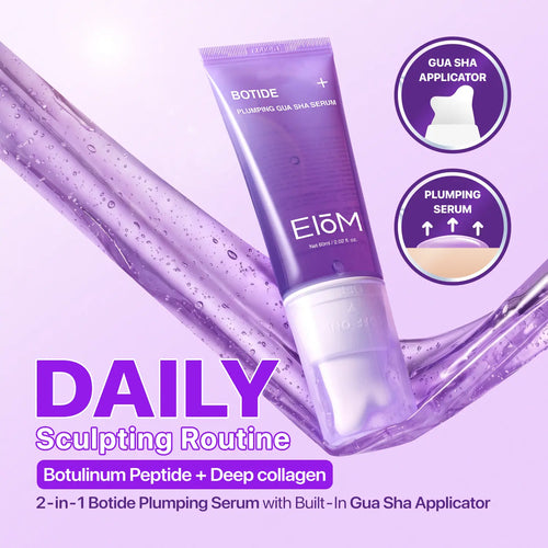 EIOM 2-In-1 Botide Plumping Gua Sha Lifting Serum + Hydrogel Eye Patch Duo Bundle | Instant De-Puffing & Lifting Face Massager, Jawline Sculpting, Plumping, Depuffing Gua Sha, Collagen Peptide Serum and under Eye Patches for Dark Circles & Puffy Eyes